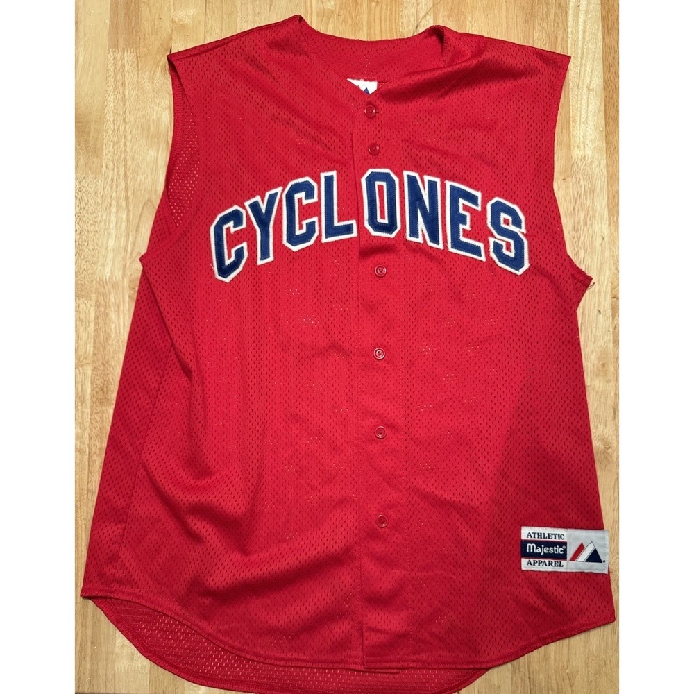 Vintage Majestic Brooklyn Cyclones #3 Red Blue Sleeveless Jersey Size‎ Large